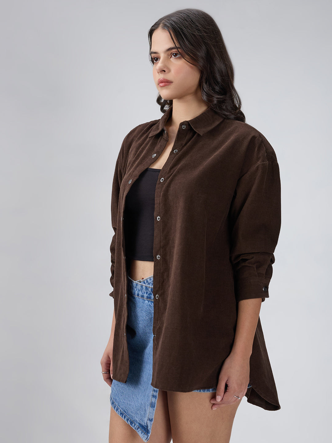 Mocha Brown Corduroy Oversized Shirt