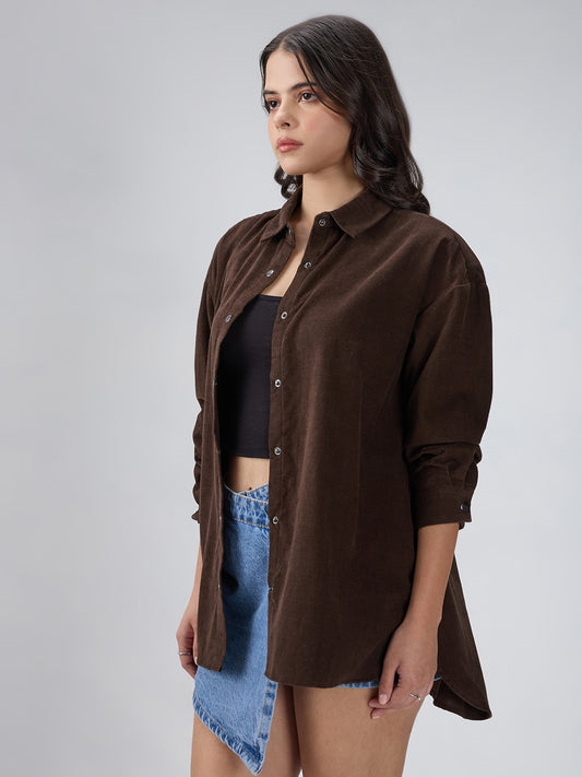 Mocha Brown Corduroy Oversized Shirt