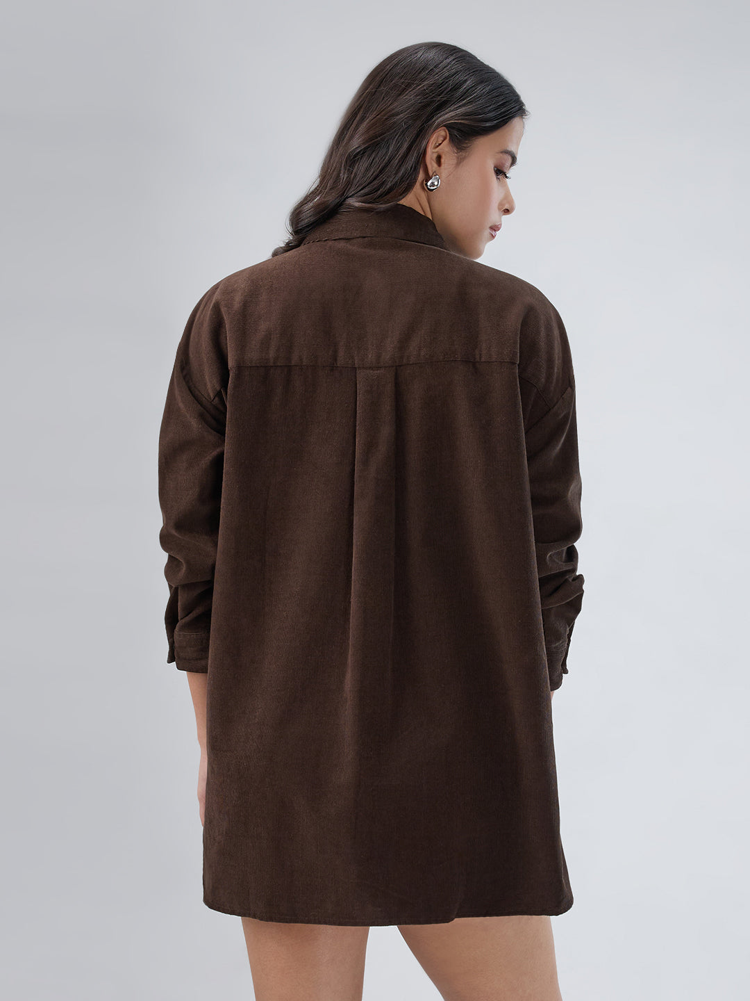 Mocha Brown Corduroy Oversized Shirt
