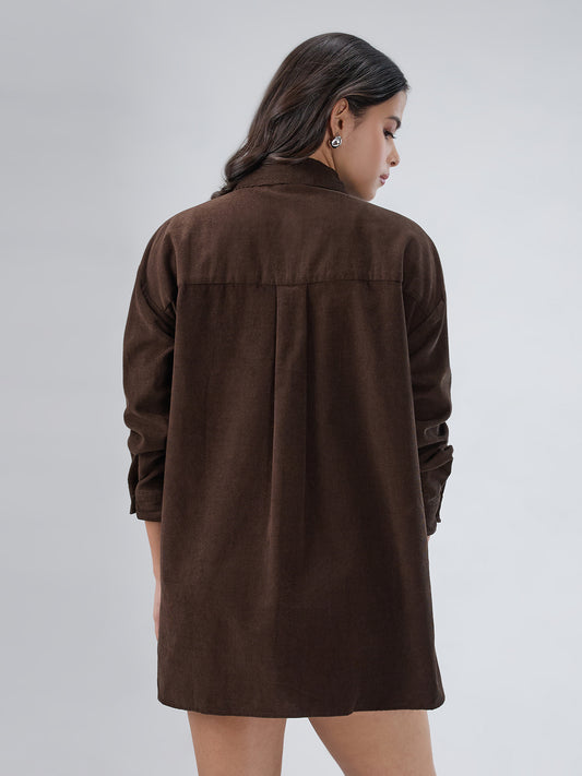 Mocha Brown Corduroy Oversized Shirt