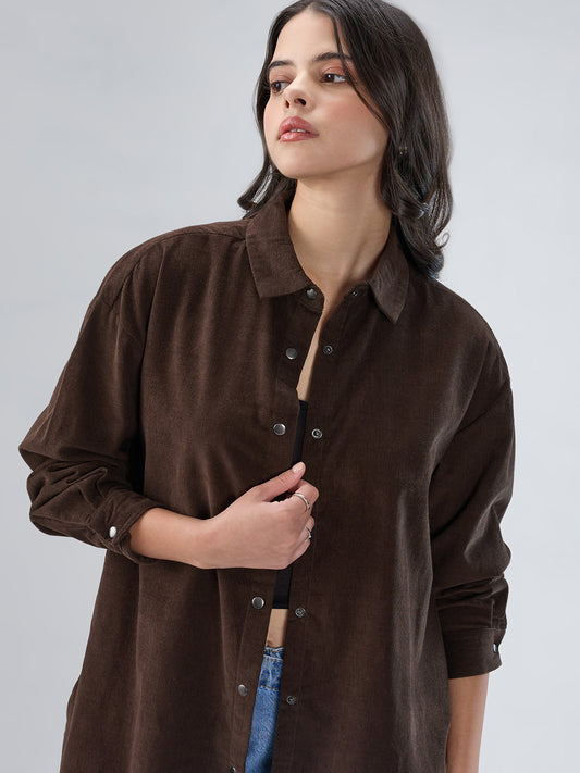 Mocha Brown Corduroy Oversized Shirt