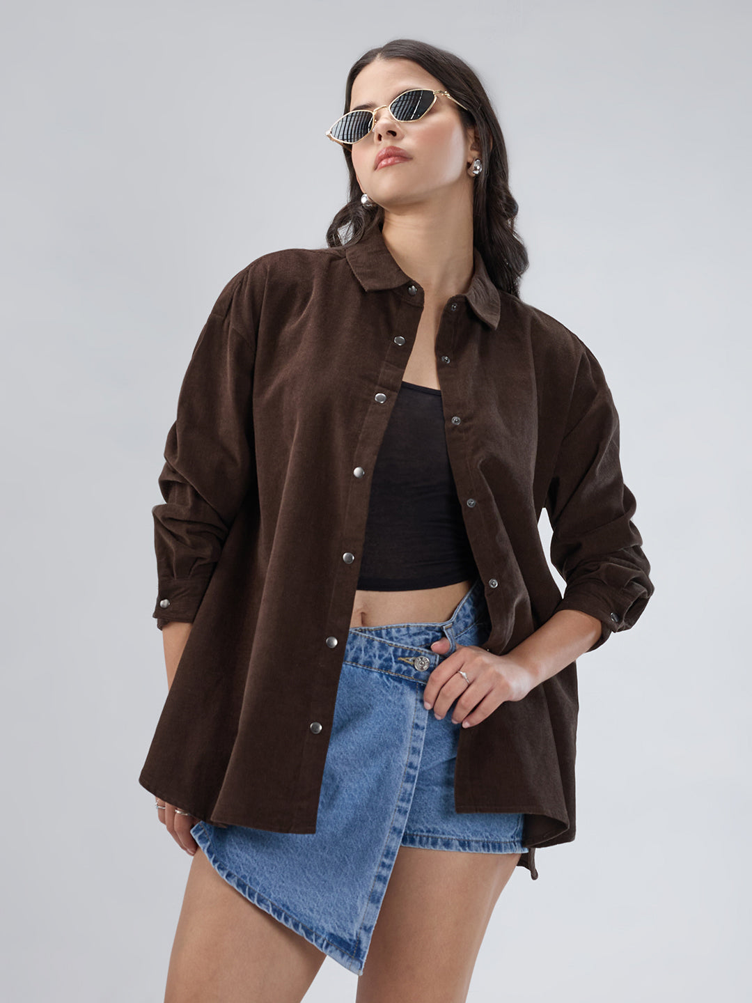 Mocha Brown Corduroy Oversized Shirt