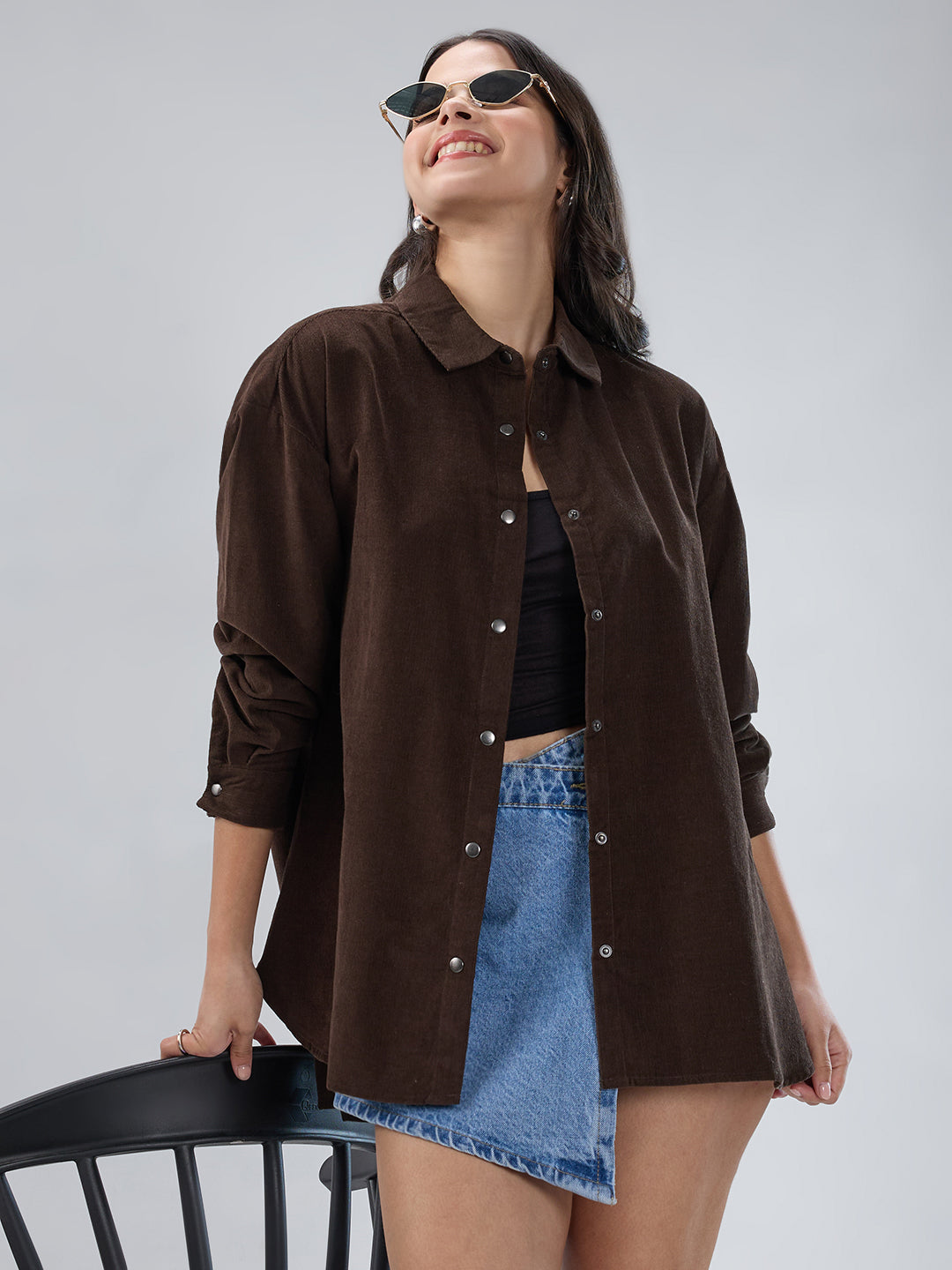 Mocha Brown Corduroy Oversized Shirt