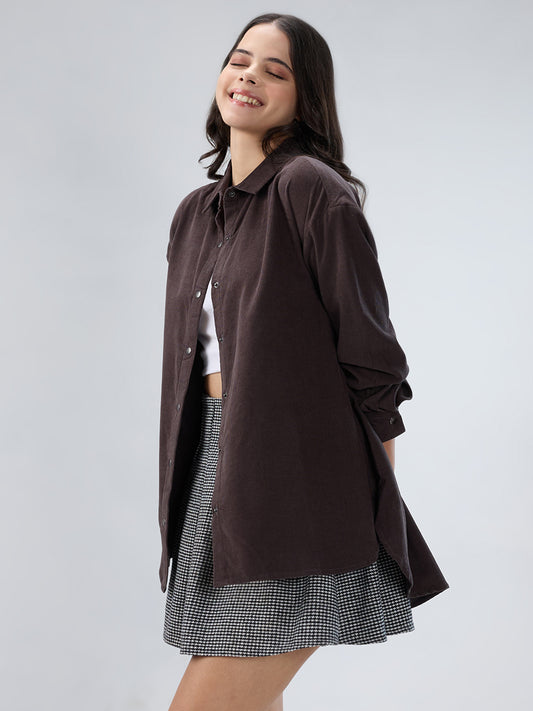 Mink Grey Corduroy Oversized Shirt