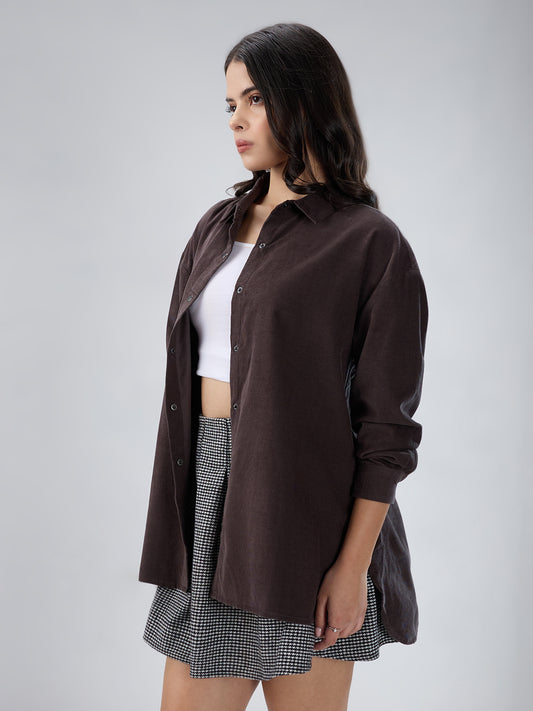 Mink Grey Corduroy Oversized Shirt
