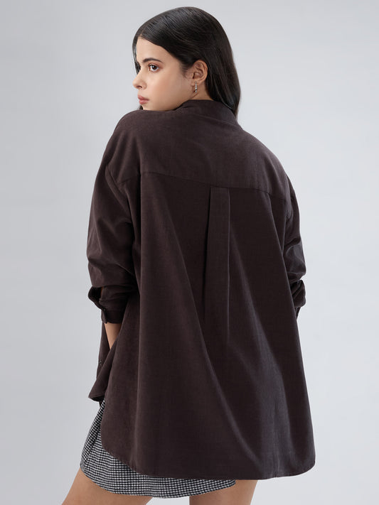Mink Grey Corduroy Oversized Shirt