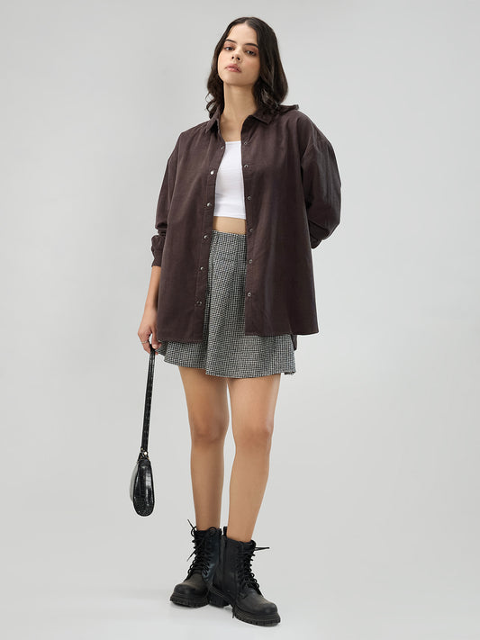 Mink Grey Corduroy Oversized Shirt