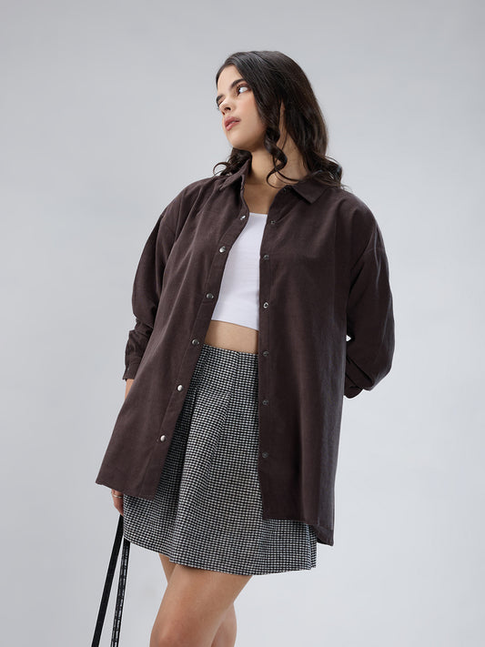 Mink Grey Corduroy Oversized Shirt