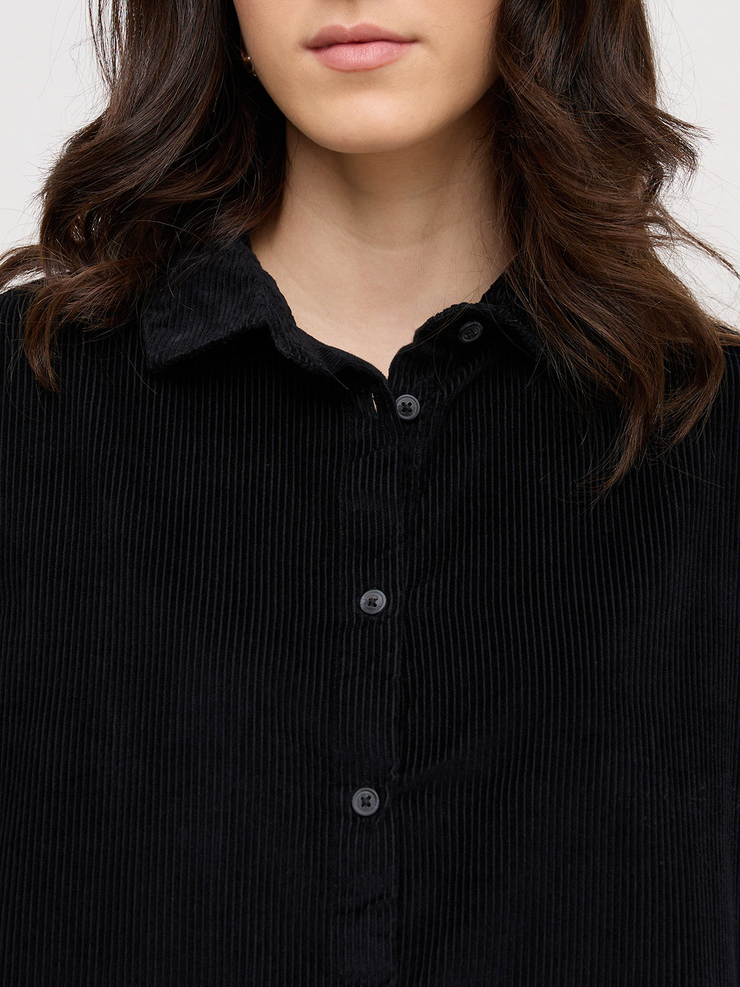 Classic Black Corduroy Oversized Shirt