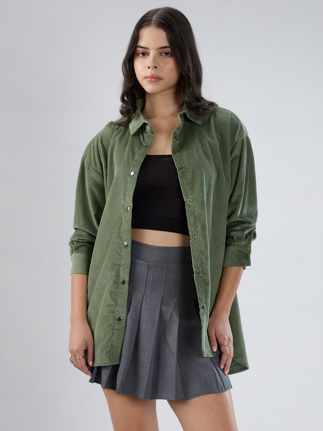 Laurel Green Corduroy Oversized Shirt