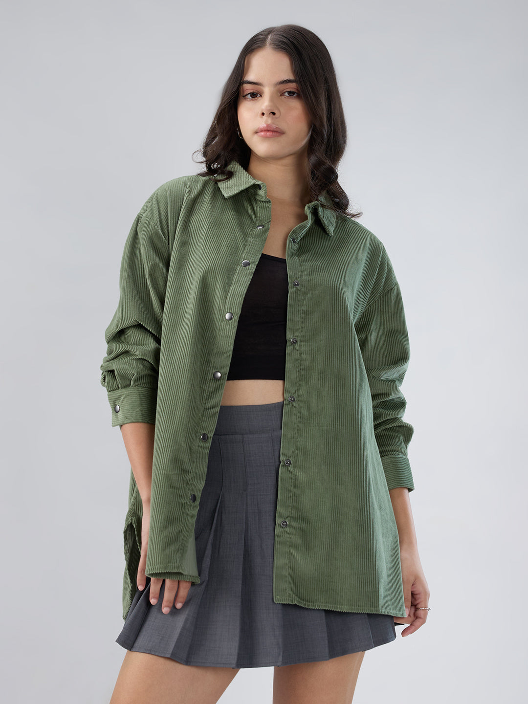 Laurel Green Corduroy Oversized Shirt