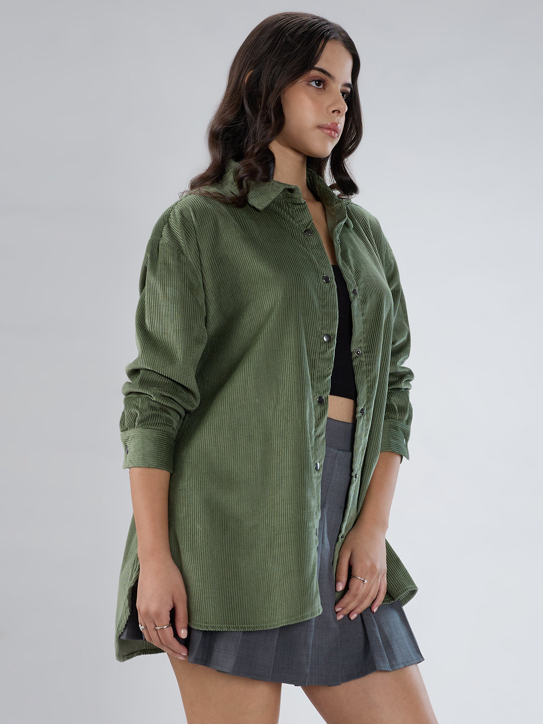 Laurel Green Corduroy Oversized Shirt