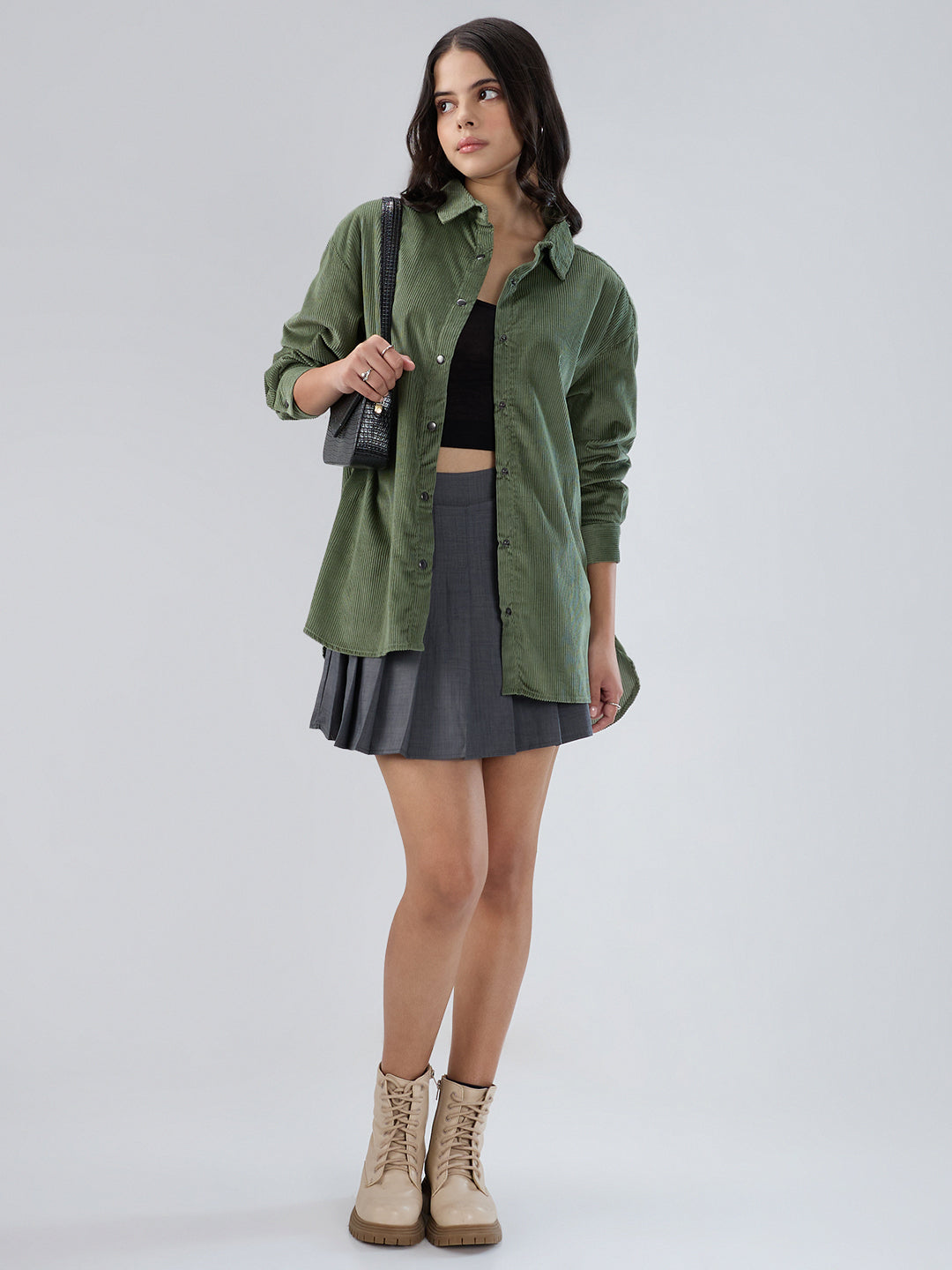 Laurel Green Corduroy Oversized Shirt