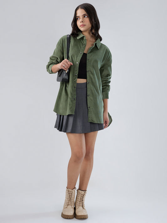 Laurel Green Corduroy Oversized Shirt