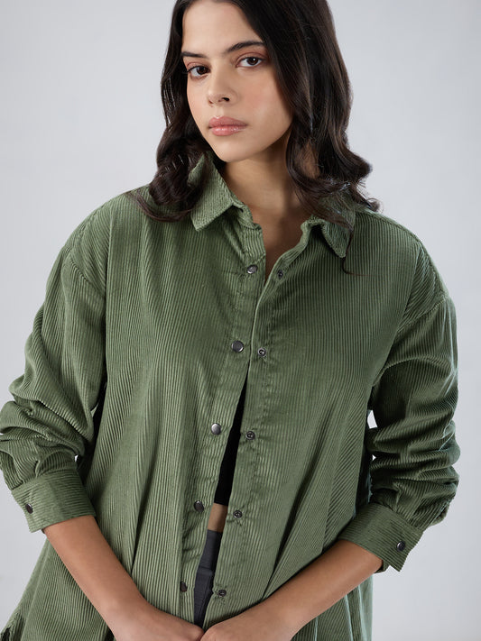 Laurel Green Corduroy Oversized Shirt