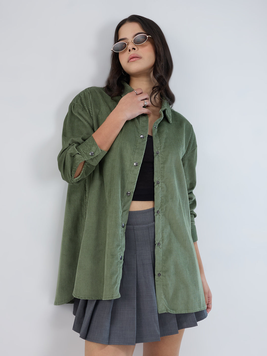 Laurel Green Corduroy Oversized Shirt
