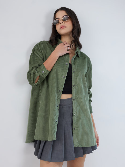 Laurel Green Corduroy Oversized Shirt