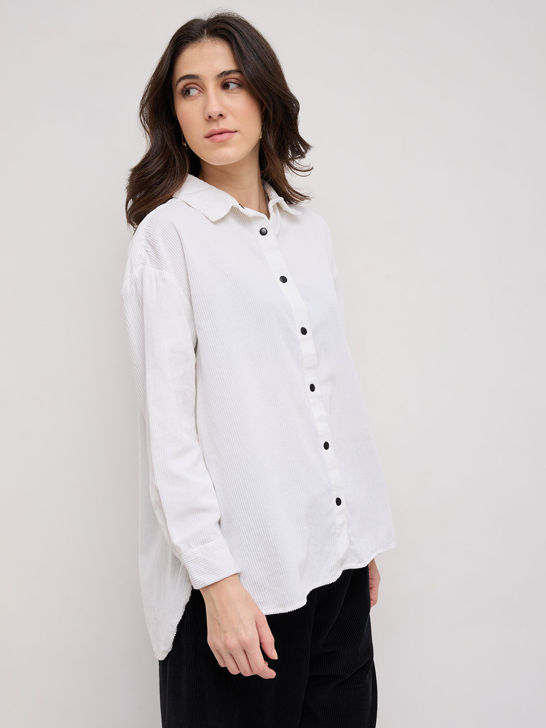 Premium White Corduroy Oversized Shirt
