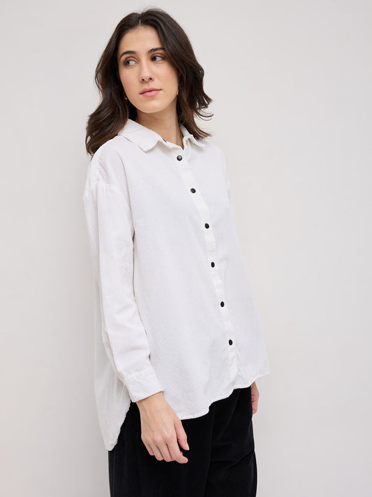 Premium White Corduroy Oversized Shirt