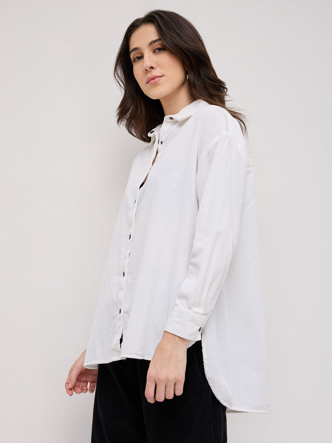 Premium White Corduroy Oversized Shirt