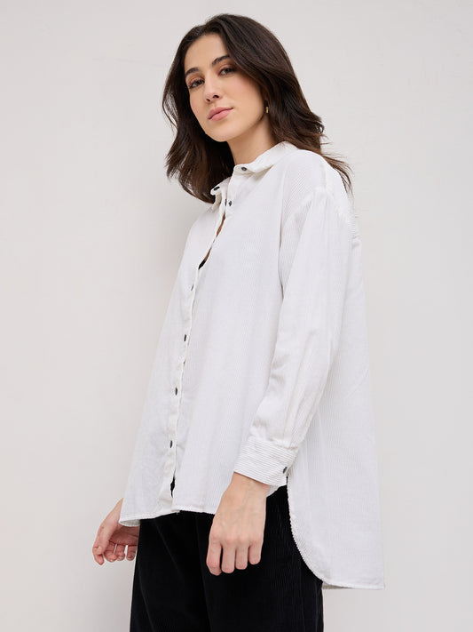 Premium White Corduroy Oversized Shirt