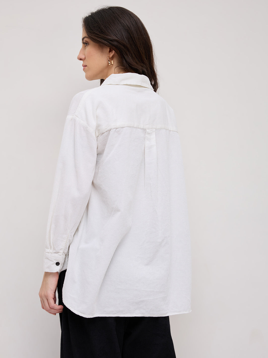 Premium White Corduroy Oversized Shirt