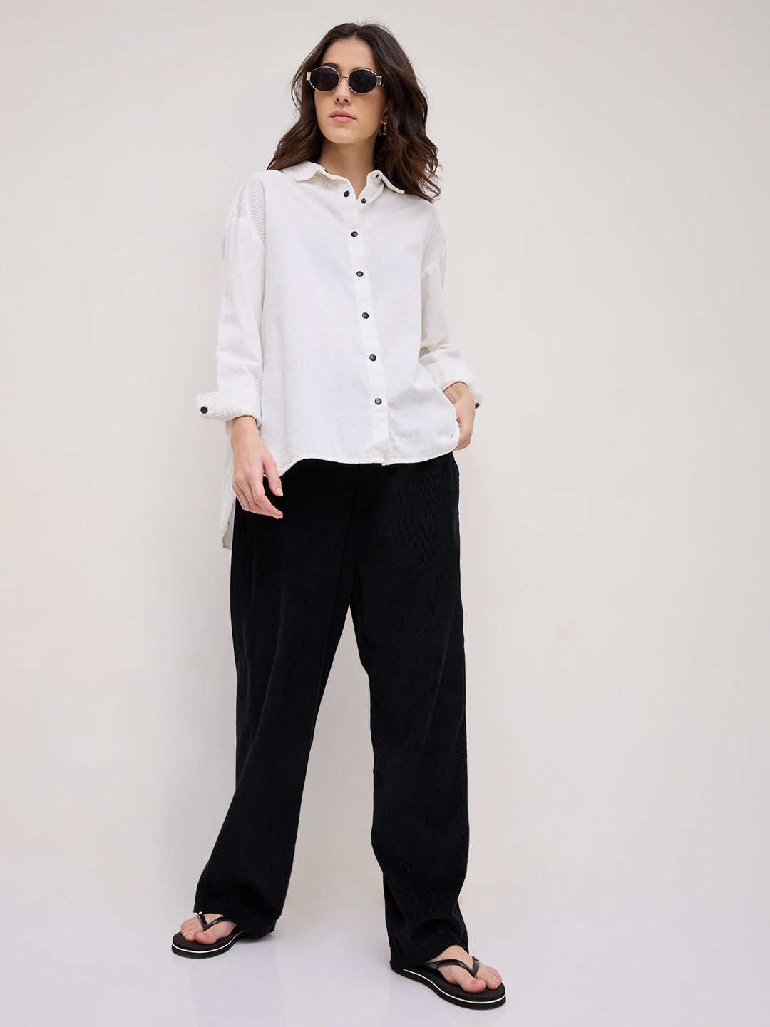 Premium White Corduroy Oversized Shirt