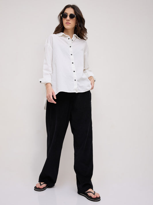 Premium White Corduroy Oversized Shirt