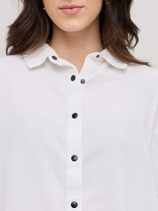 Premium White Corduroy Oversized Shirt