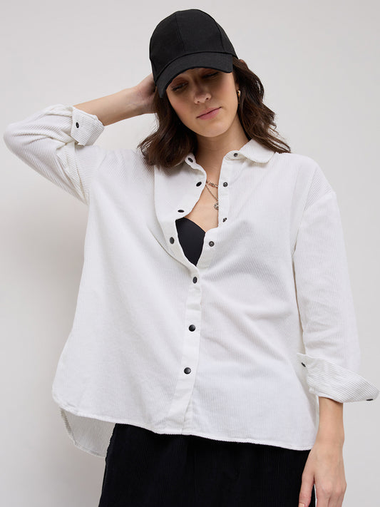 Premium White Corduroy Oversized Shirt