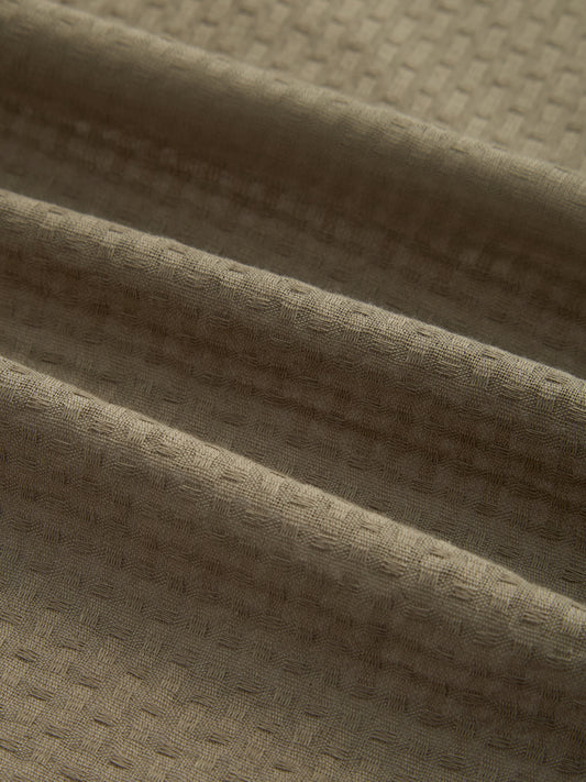 Olive Green Jacquard Weave Oversized Shirt