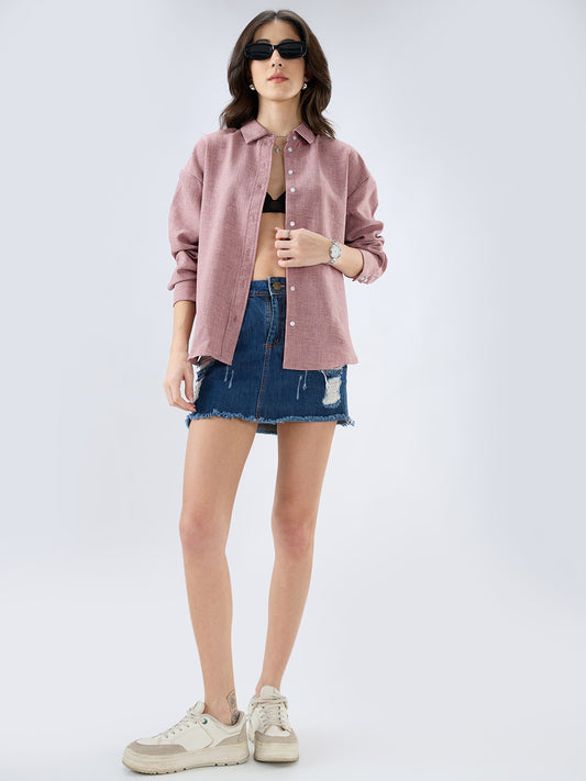 Han Pink Sub Textured Oversized Shirt