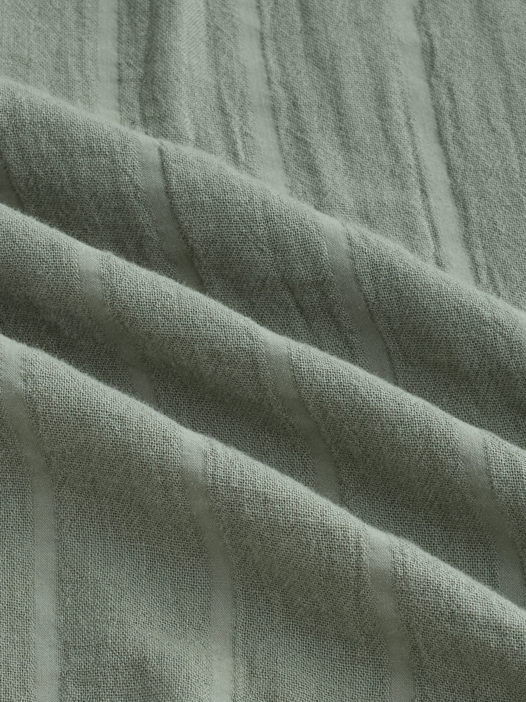 Asparagus Green Seersucker Striped Doublecloth Oversized Shirt