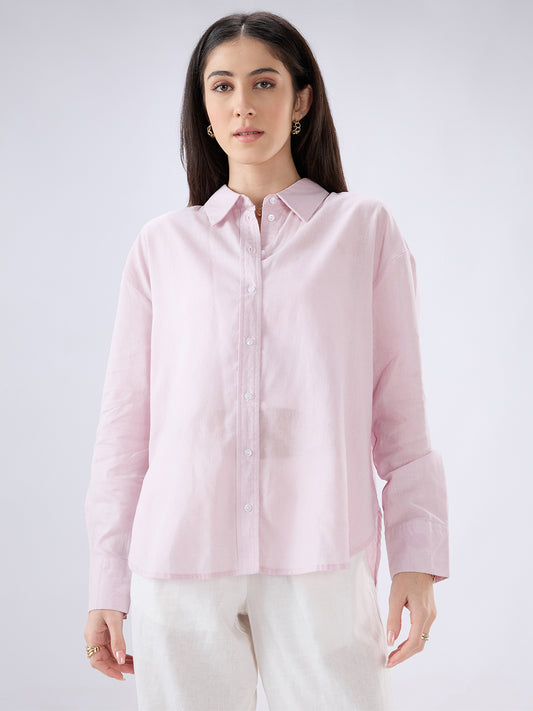 Lemonade Pink Linen Blend Oversized Shirt