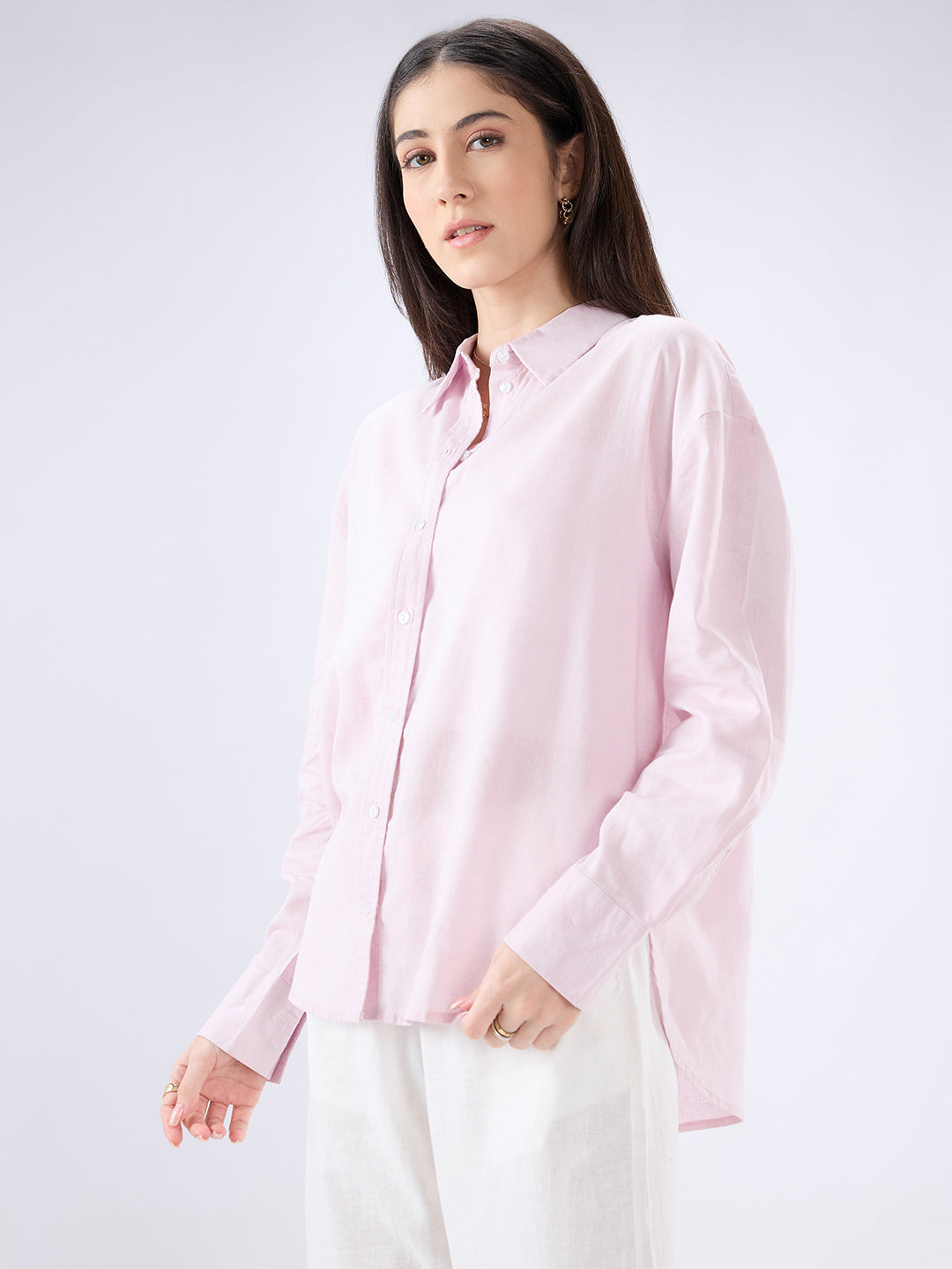 Lemonade Pink Linen Blend Oversized Shirt