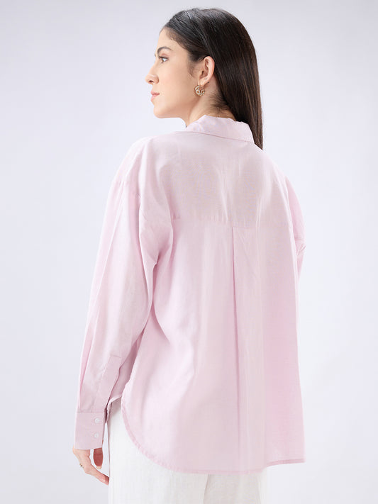 Lemonade Pink Linen Blend Oversized Shirt