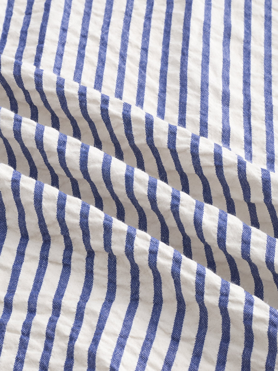 White & Blue Seersucker Striped Oversized Shirt