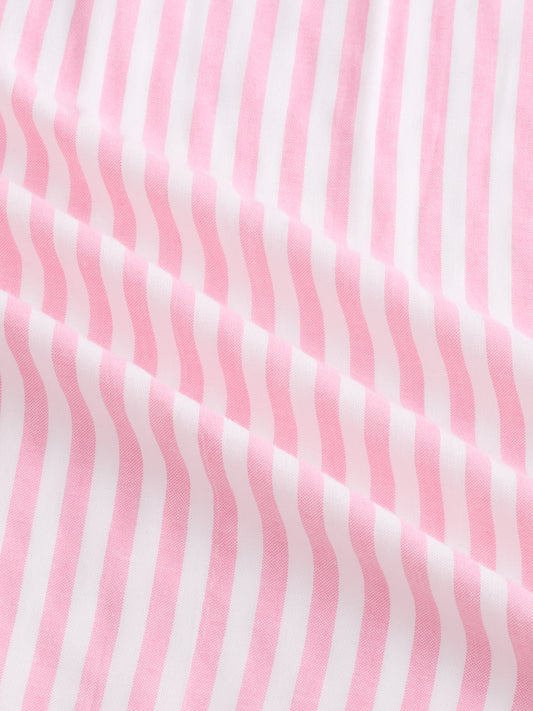 Candy Pink and White Balanced Striped Oversized Shirt