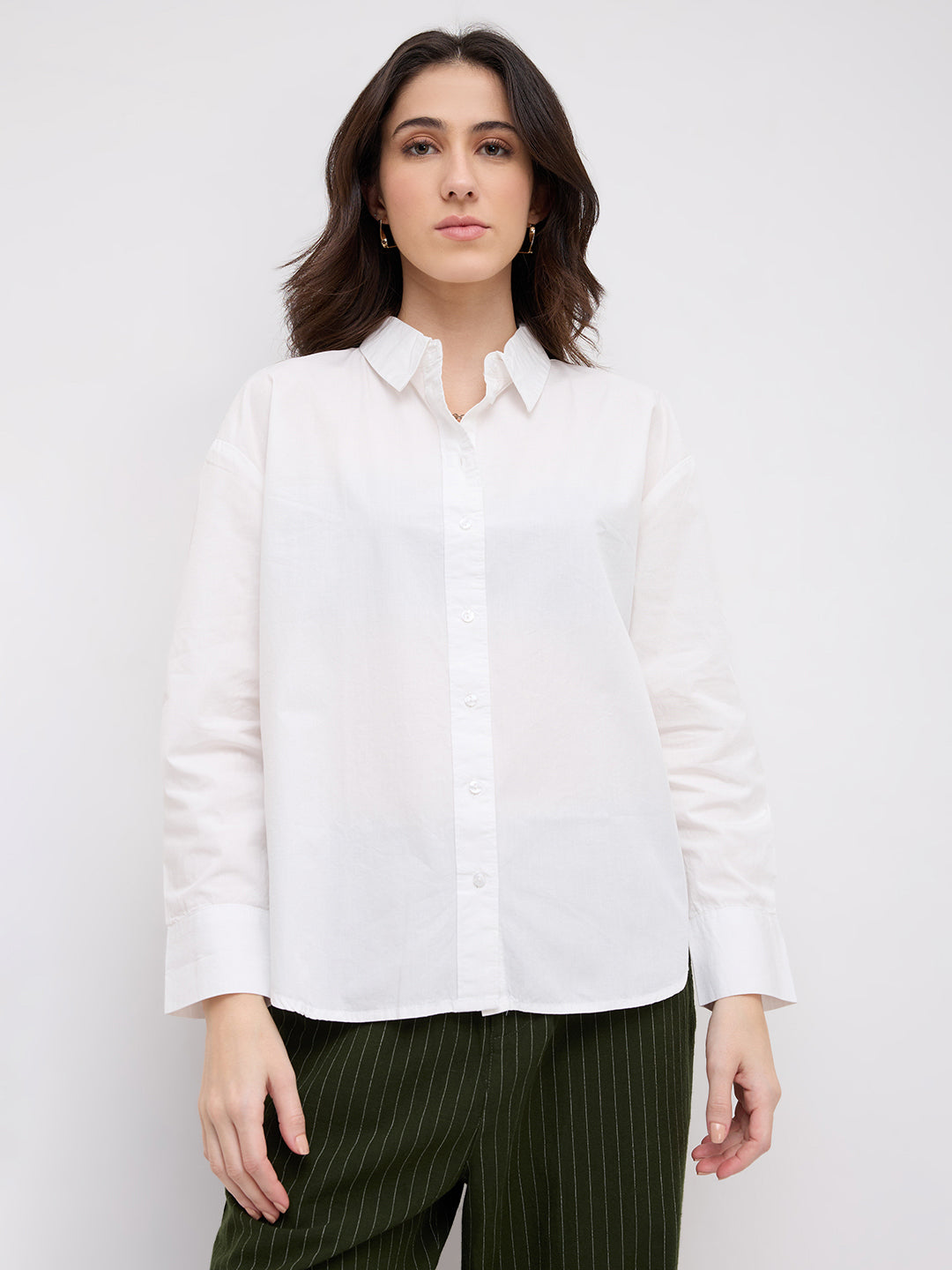 Solid Pearl White Oversized Shirt