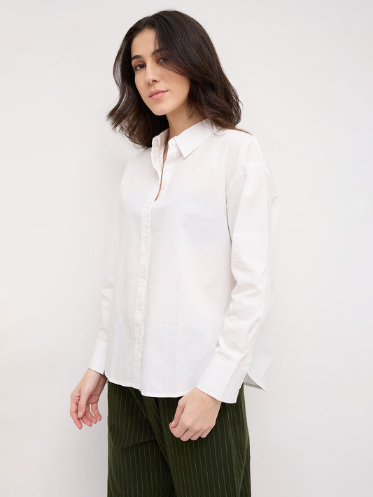 Solid Pearl White Oversized Shirt