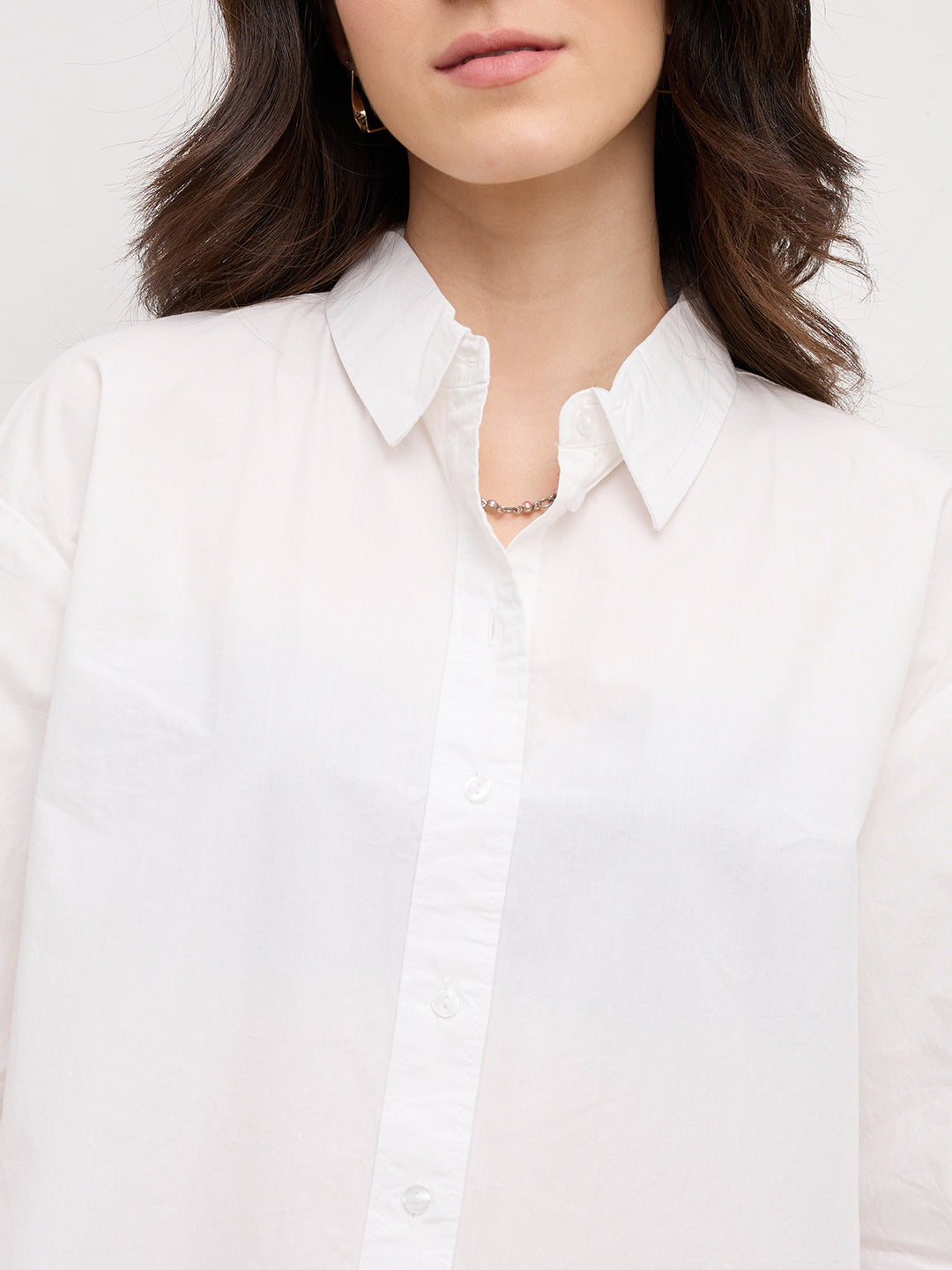 Solid Pearl White Oversized Shirt