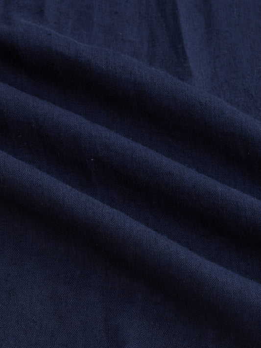 Solid Navy Linen Blend Oversized Shirt