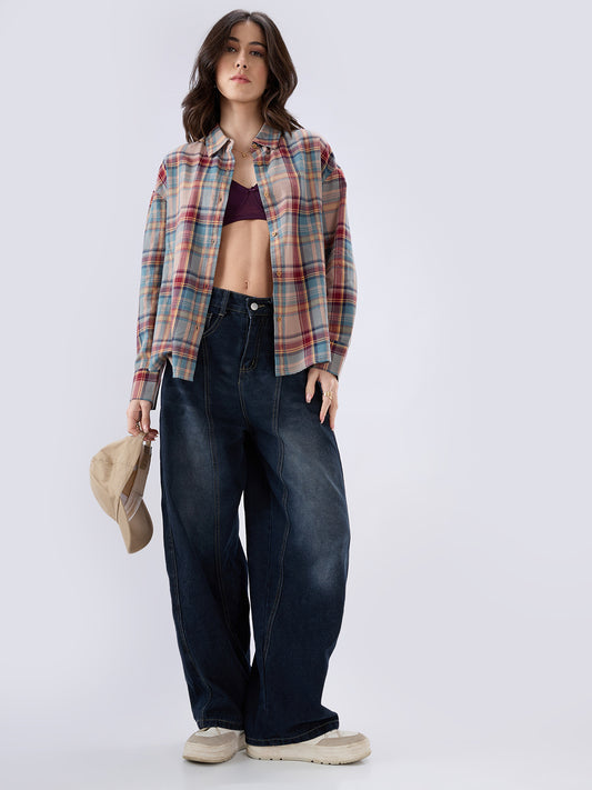 Classic Multicolor Checked Oversized Shirt