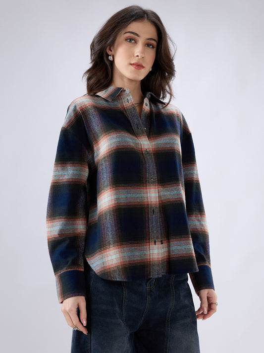 Multicolor Tartan Checkered Oversized Flannel Shirt