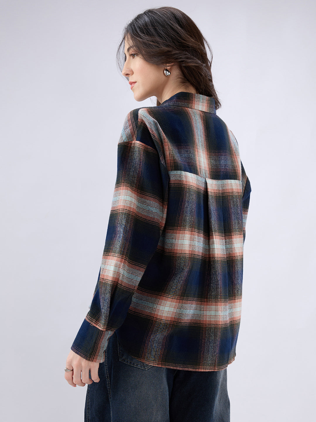 Multicolor Tartan Checkered Oversized Flannel Shirt