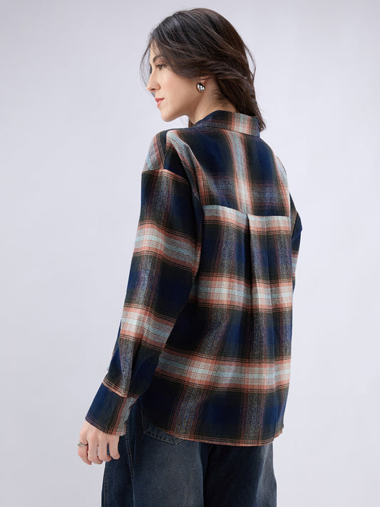 Multicolor Tartan Checkered Oversized Flannel Shirt