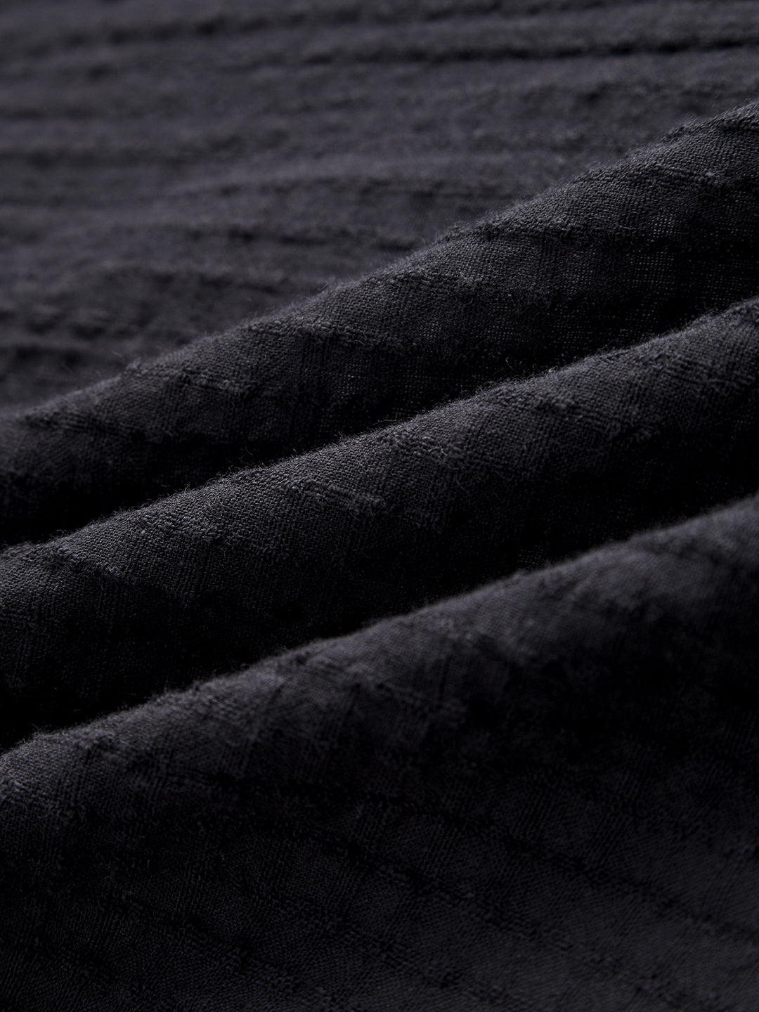Jet Black Seersucker Textured Oversized Shirt