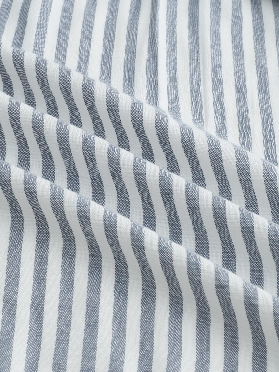 Grey & White Balanced Stripe Oversized Shirt