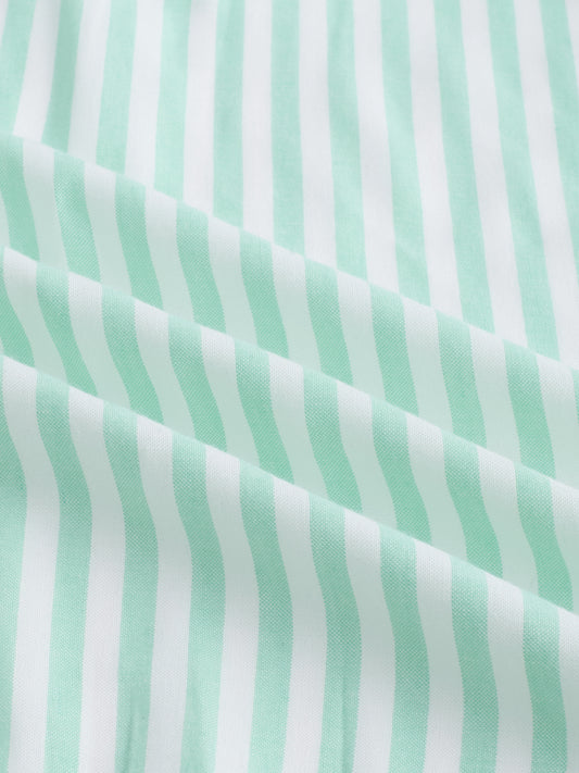 Green & White Balanced Stripe Oversized Shirt