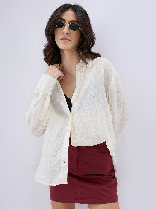 Offwhite Crinkled Oversized Shirt
